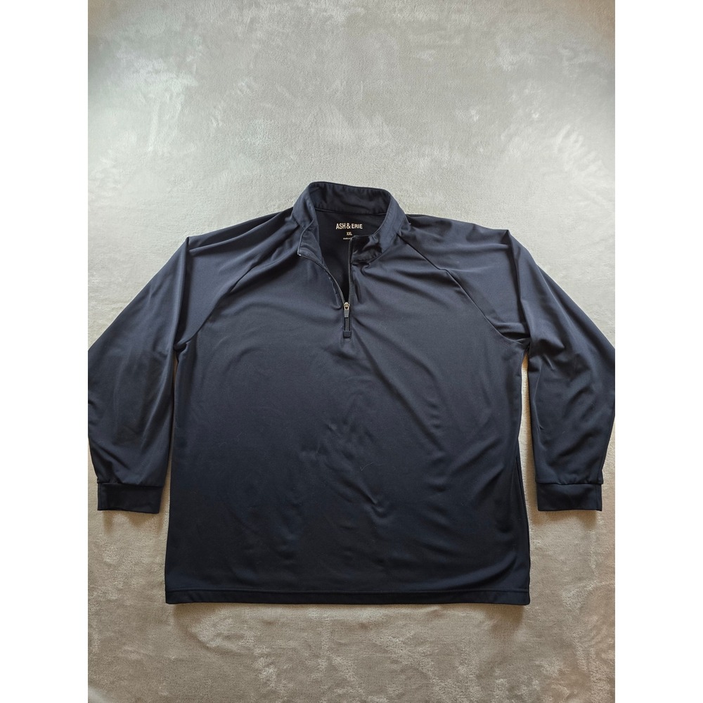 ASH & ERIE Quarter 1/4 Zip Mens XXL 2XL Black Hybrid Performance‎ Stretch *Read